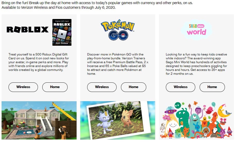 Verizon Offers More At Home With In Game Bonuses And Free Goodies - games in roblox poke has played