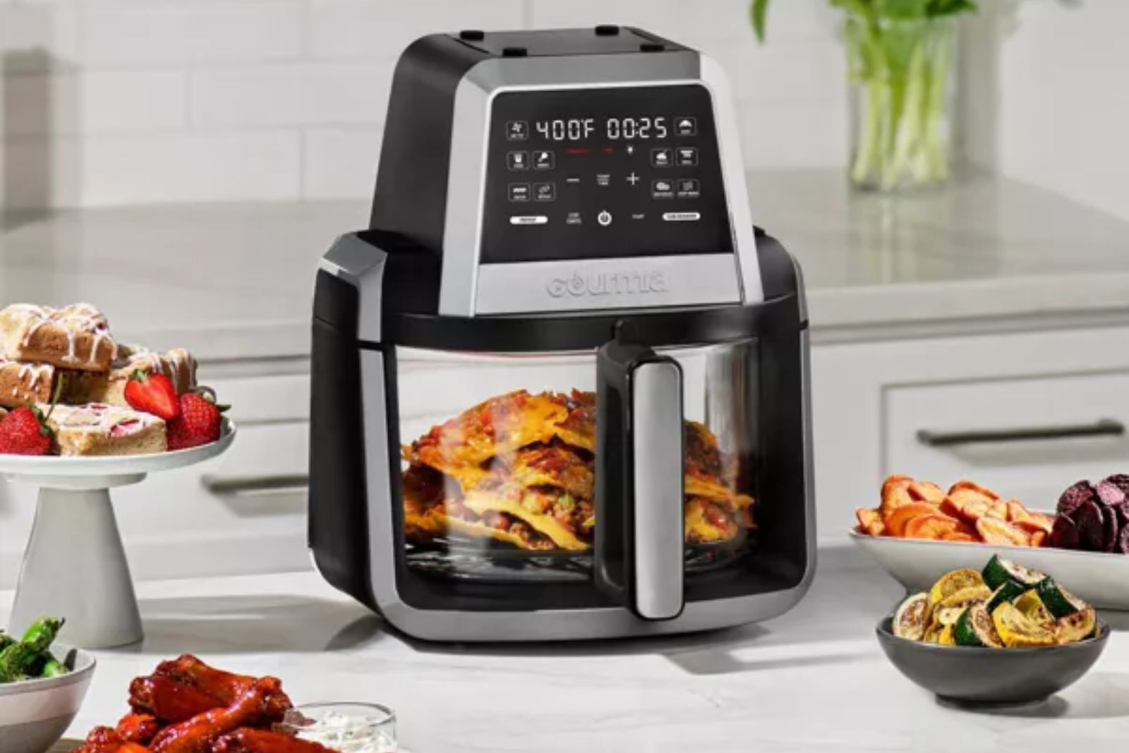 Gourmia Smokeless Indoor Grill & Air Fryer- 6 Qt Food Station